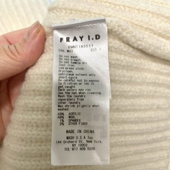 FRAY I.D Wool Blend Oversized Ribbed Mock-Neck Drop Shoulder Sweater size XL - Picture 7 of 7